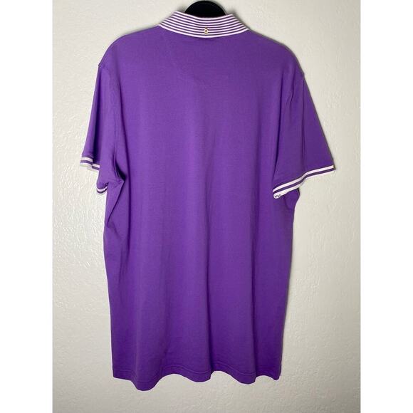 Robert Graham Mens Golf Purple Polo White Striped Collar Sleeves Tailored Fit 2X - Picture 2 of 7
